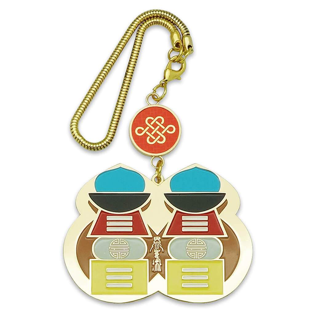 Twin Wulou with 5 Element Pagodas Amulet
