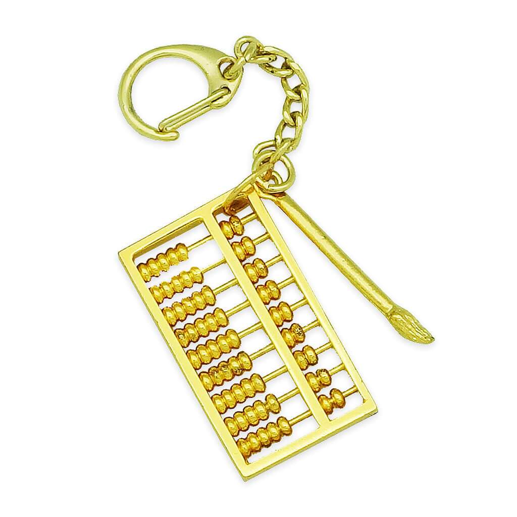 24K Gold Plated Abacus Keychain for Business Luck