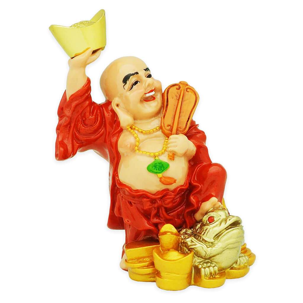 Victory Red Robe Laughing Buddha with Money Frog