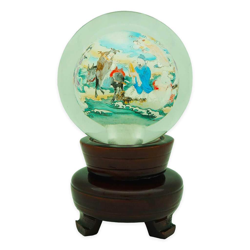 Crystal Ball with 3-Dimensional Eight Immortals Picture (Fortune Magnifier for Period 8)