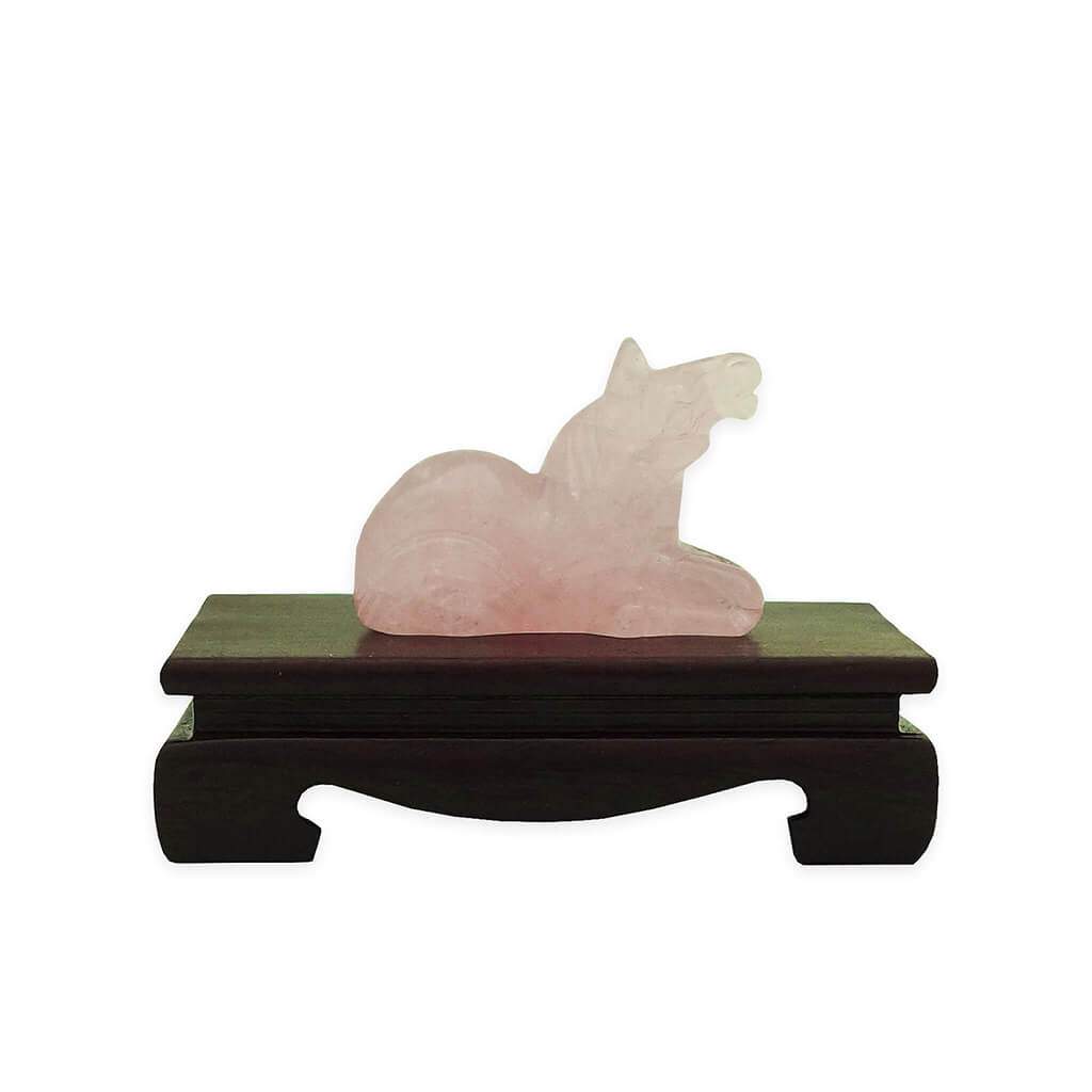 Natural Rose Quartz Horse (with stand) 