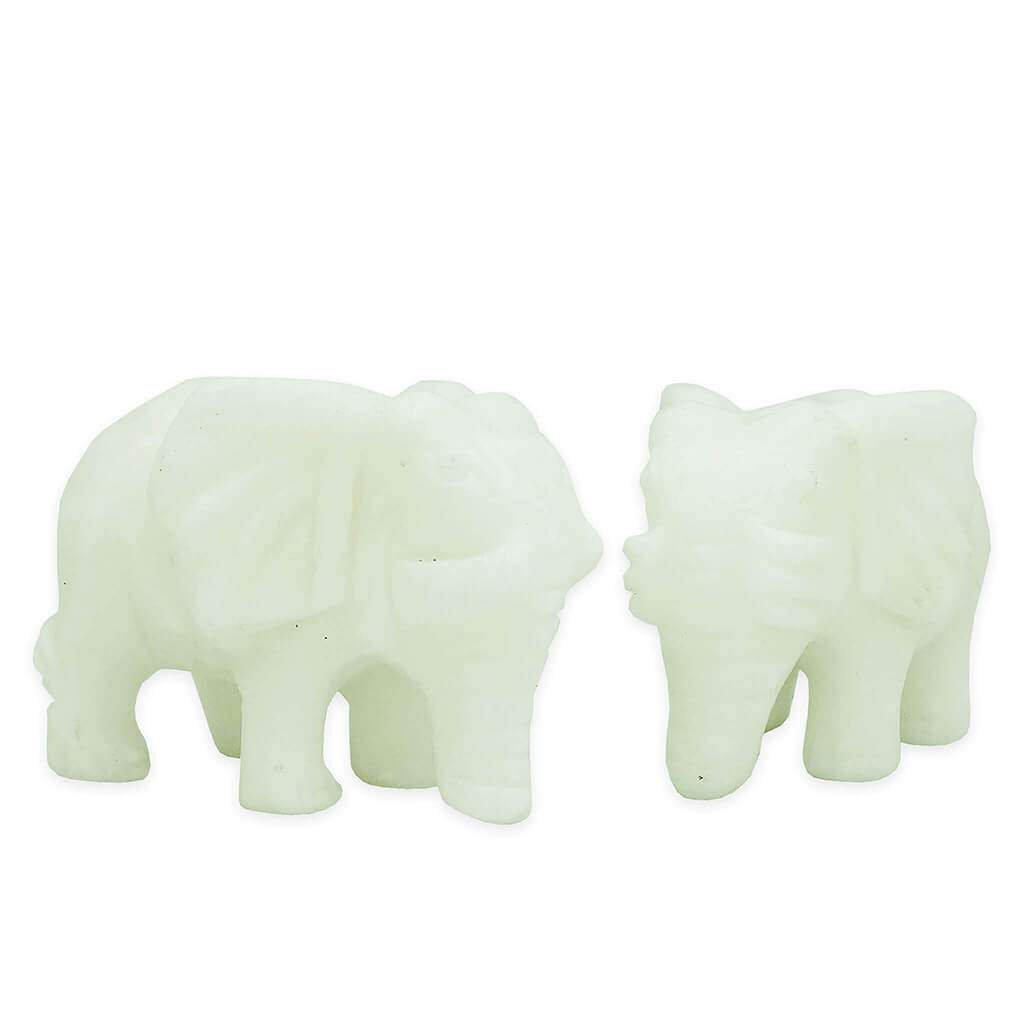 White Jade Elephants (Pair)